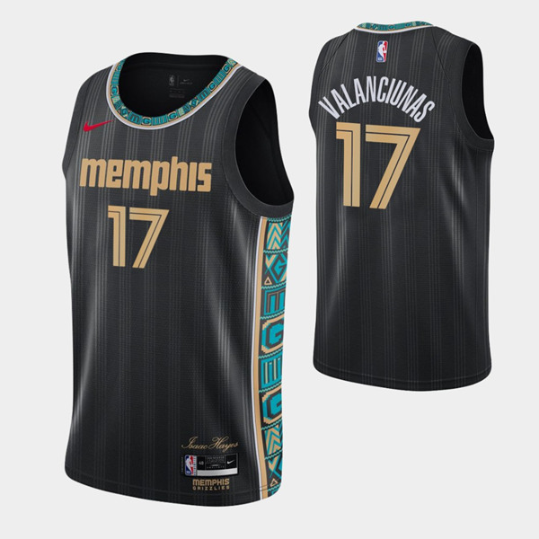 Men's Memphis Grizzlies #17 Jonas Valanciunas Black NBA 2020-21 City Swingman Stitched Jersey